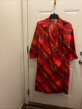 Dots Red Plaid Midi Wrap Dress